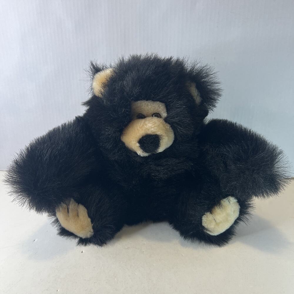 Cloud 9 Black Bear Plush Teddy Stuffed Animal Vintage Clean 12” Fast Shipping!!